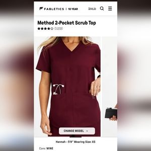 NWT Fabletics scrub top size M, wine color